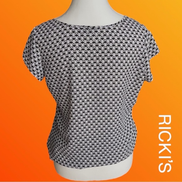 Ricki's Black and White Blouse Elegant Top - Picture 8 of 11